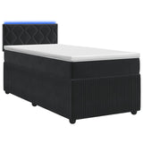 Box Spring Bed with Mattress and LED with Headboard Velvet