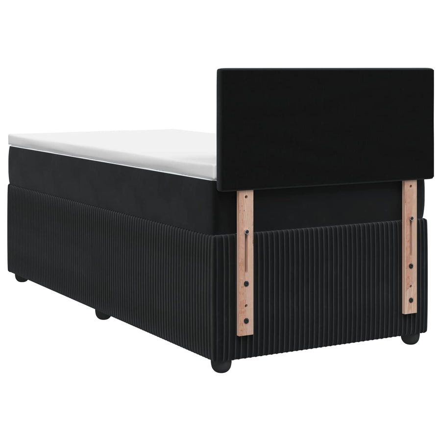 Box Spring Bed with Mattress and LED with Headboard Velvet