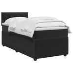 Box Spring Bed with Mattress and LED with Headboard Velvet