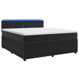 Box Spring Bed with Mattress and LED Black 140 x 190 cm Velvet
