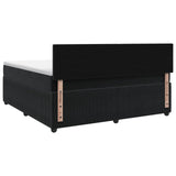 Box Spring Bed with Mattress and LED Black 140 x 190 cm Velvet - Close-Up Angle