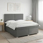 Box Spring Bed with Mattress Dark Grey Double Fabric