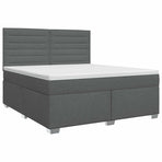 Box Spring Bed with Mattress Dark Grey Double Fabric