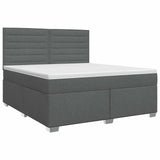 Box Spring Bed with Mattress Dark Grey Double Fabric