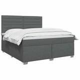 Box Spring Bed with Mattress Dark Grey Double Fabric