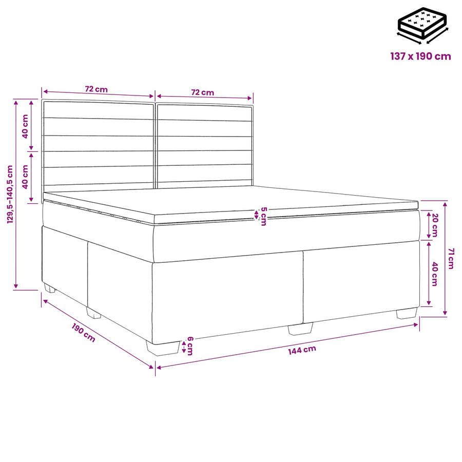 Box Spring Bed with Mattress Dark Grey Double Fabric