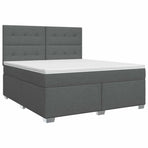 Box Spring Bed with Mattress Dark Grey Queen Fabric