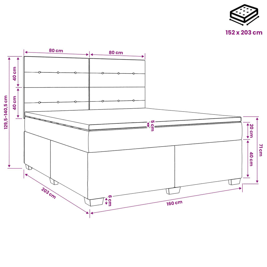 Box Spring Bed with Mattress Dark Grey Queen Fabric