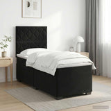 Box Spring Bed with Mattress Black 107 x 203 cm Velvet