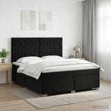 Box Spring Bed with Mattress with Headboard Black Double Velvet