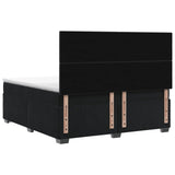 Box Spring Bed with Mattress with Headboard Black Double Velvet - Close-Up Angle