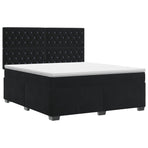 Box Spring Bed with Mattress with Headboard Black Queen Velvet