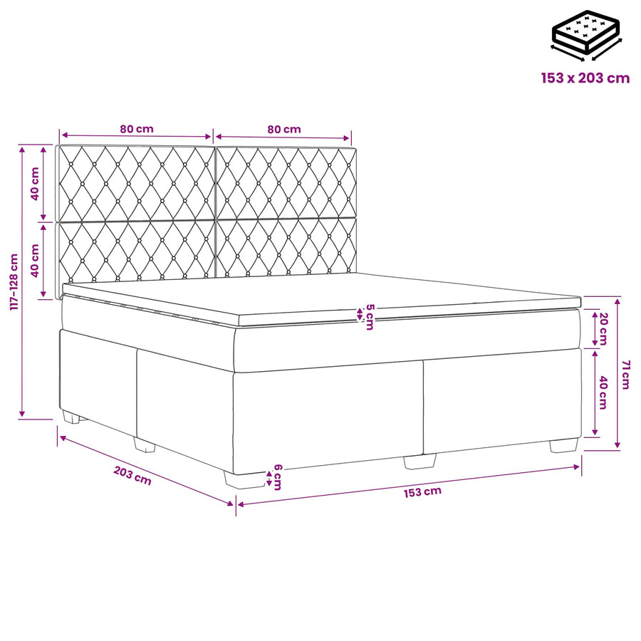 Box Spring Bed with Mattress with Headboard Black Queen Velvet