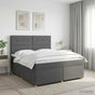 Box Spring Bed with Mattress Dark Grey Double Fabric