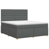 Box Spring Bed with Mattress Dark Grey Double Fabric