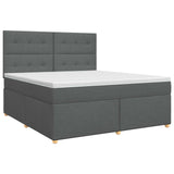 Box Spring Bed with Mattress Dark Grey Queen Fabric