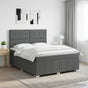 Box Spring Bed with Mattress Dark Grey Queen Fabric
