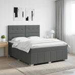 Box Spring Bed with Mattress Dark Grey Double Fabric