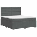 Box Spring Bed with Mattress Dark Grey Queen Fabric