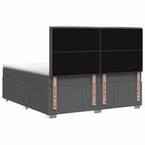 Box Spring Bed with Mattress Dark Grey Queen Fabric - Low Angle