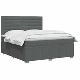 Box Spring Bed with Mattress Dark Grey Queen Fabric - Side View