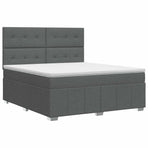 Box Spring Bed with Mattress Dark Grey Queen Fabric