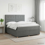 Box Spring Bed with Mattress Dark Grey Double Fabric