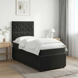 Box Spring Bed with Mattress Black 107 x 203 cm Velvet