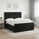 Box Spring Bed with Mattress with Headboard Black Double Velvet