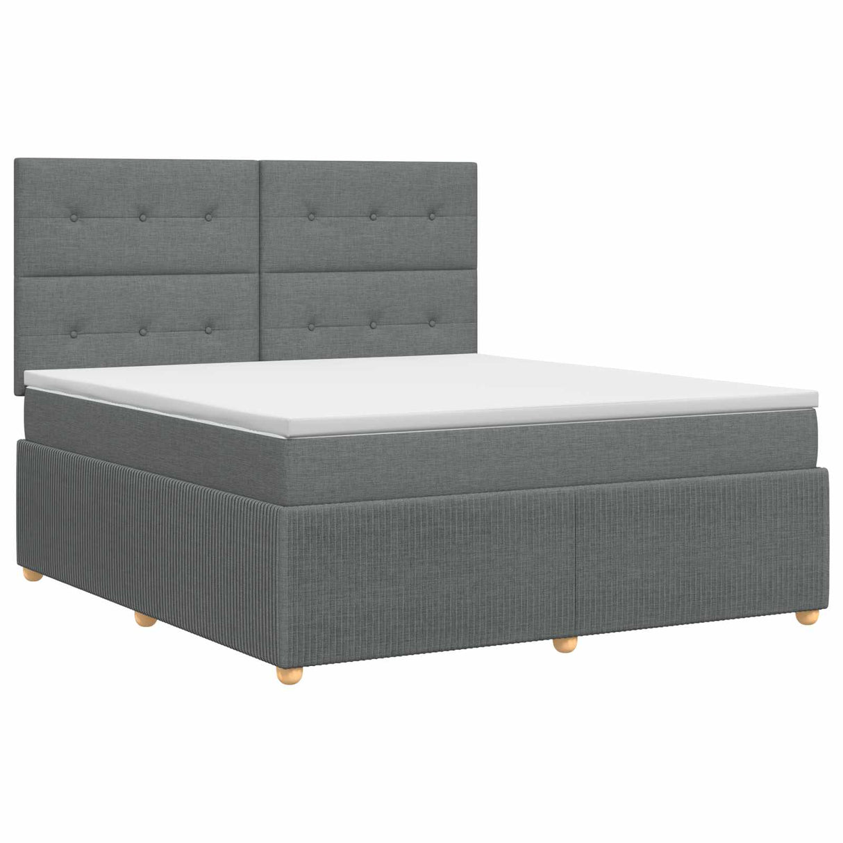 Box Spring Bed with Mattress Dark Grey Double Fabric