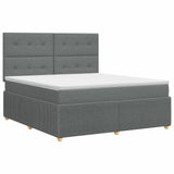 Box Spring Bed with Mattress Dark Grey Double Fabric
