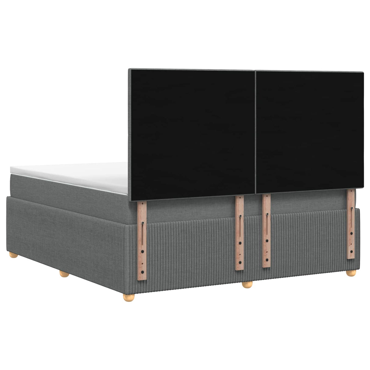Box Spring Bed with Mattress Dark Grey Double Fabric