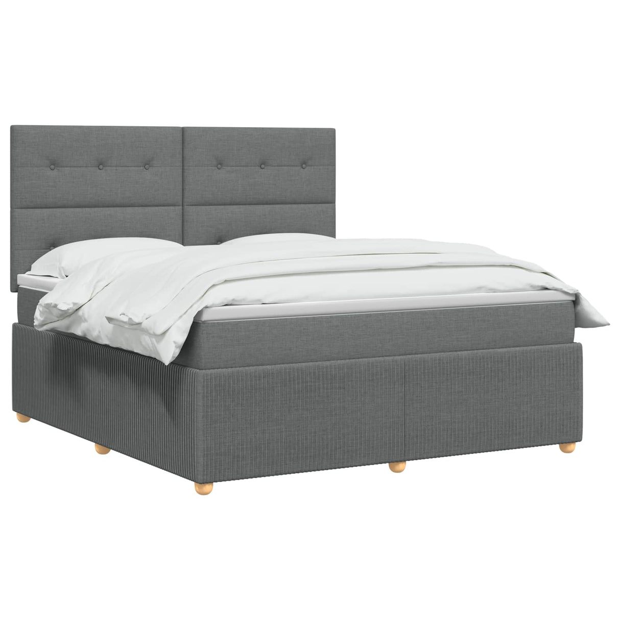 Box Spring Bed with Mattress Dark Grey Double Fabric