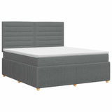 Box Spring Bed with Mattress Dark Grey Queen Fabric