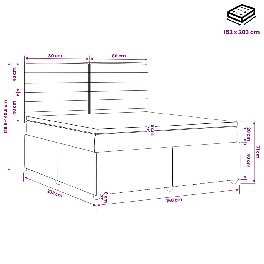 Box Spring Bed with Mattress Dark Grey Queen Fabric
