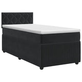 Box Spring Bed with Mattress Black 107 x 203 cm Velvet - Front View