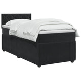 Box Spring Bed with Mattress Black 107 x 203 cm Velvet