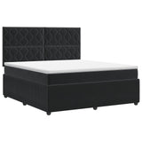 Box Spring Bed with Mattress with Headboard Black Double Velvet