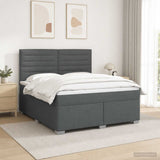 Box Spring Bed with Mattress and LED Dark Grey 137 x 190 cm