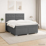 Box Spring Bed with Mattress and LED Dark Grey 137 x 190 cm - Top-Down View