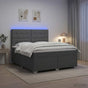 Box Spring Bed with Mattress and LED Dark Grey 153 x 203 cm