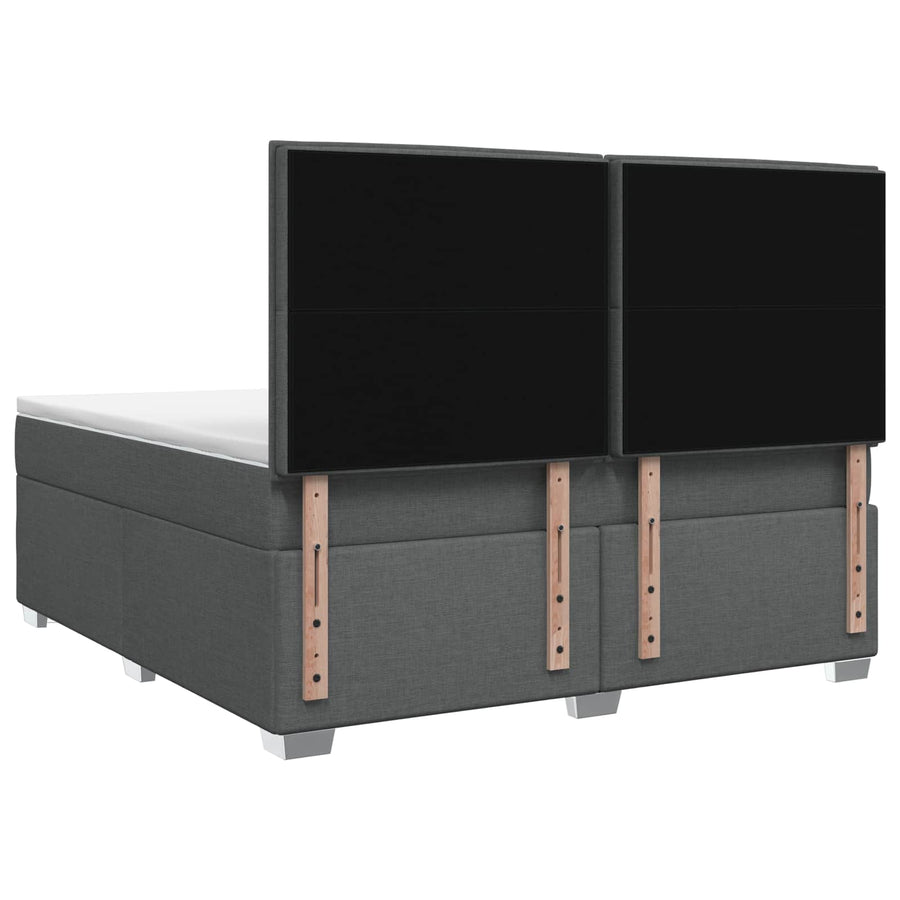 Box Spring Bed with Mattress and LED Dark Grey 137 x 190 cm