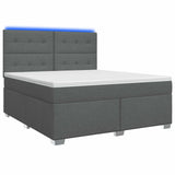 Box Spring Bed with Mattress and LED Dark Grey 137 x 190 cm - Front View