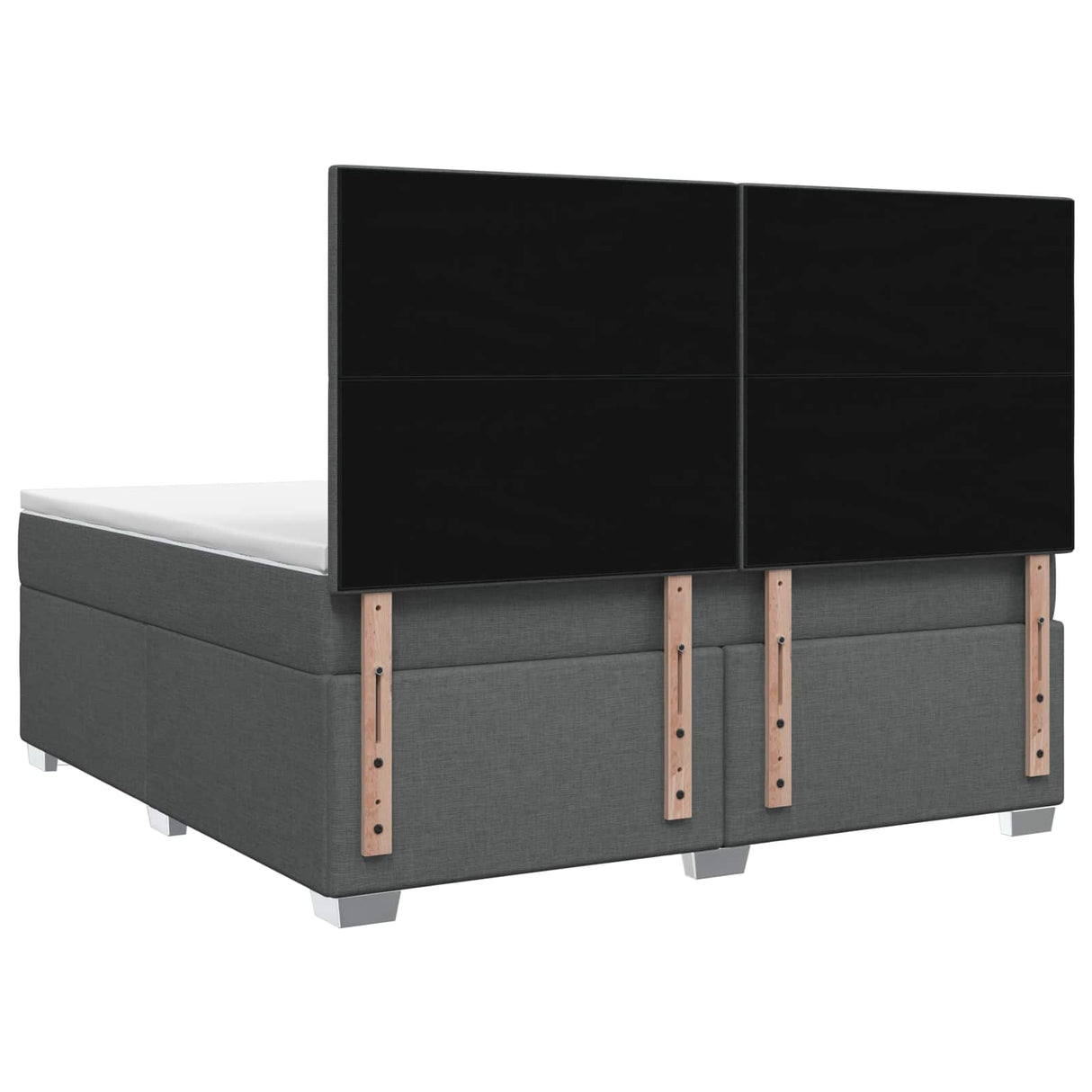 Box Spring Bed with Mattress and LED Dark Grey 137 x 190 cm