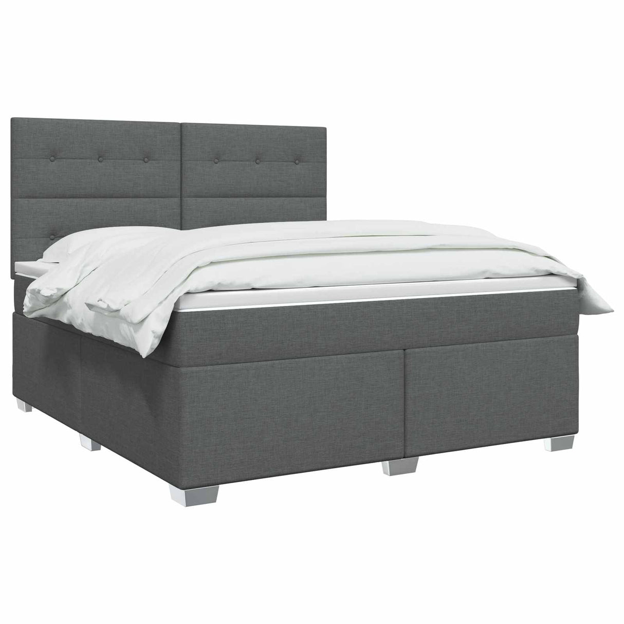 Box Spring Bed with Mattress and LED Dark Grey 137 x 190 cm