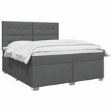 Box Spring Bed with Mattress and LED Dark Grey 137 x 190 cm