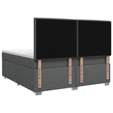 Box Spring Bed with Mattress and LED Dark Grey 153 x 203 cm