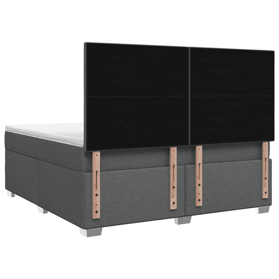 Box Spring Bed with Mattress and LED Dark Grey 153 x 203 cm