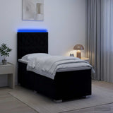 Box Spring Bed with Mattress and LED with Headboard Velvet