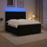 Box Spring Bed with Mattress and LED Black 153 x 203 cm Velvet - Top-Down View
